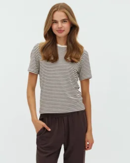 mbym - T-Shirt Julie, braun-beige gestreift