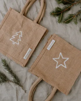 Eulenschnitt - Mini-Jute Shopper Stern & Tanne im 2er Set, natur