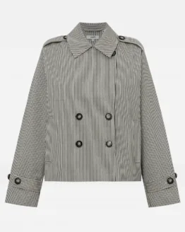 mbym - Becker Trenchcoat mit Streifen, schwarz-beige gestreift